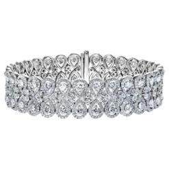12 Carat Pear Shape Diamond Double Row Bracelet Certified