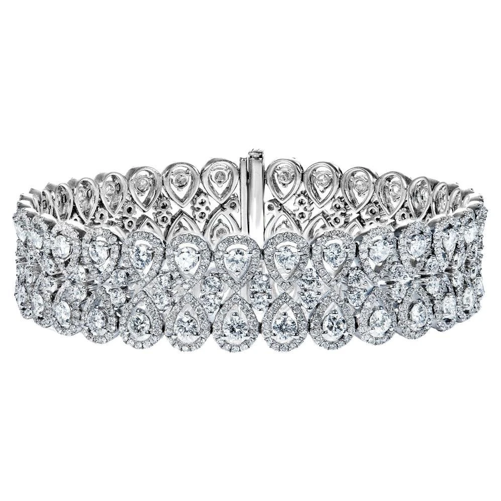 12 Carat Pear Shape Diamond Double Row Bracelet Certified 3 12 Carat Pear Shape Diamond Double Row Bracelet Certified