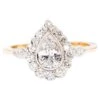 Unknown Contemporary ADGL 0.97 Carat Certified Pear Shaped Diamond Halo Cluster Ring