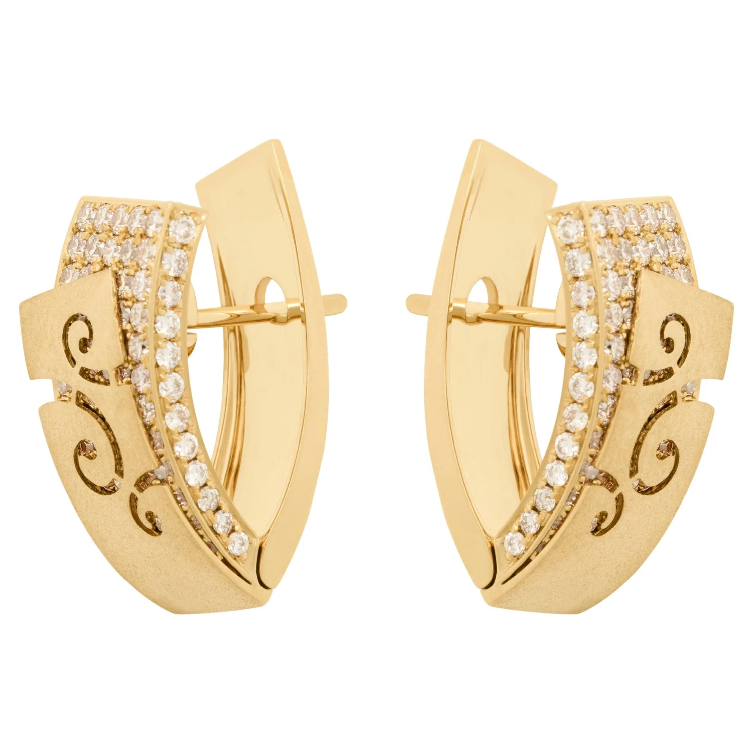 Champagne Diamonds 18 Karat Yellow Gold Veil Earrings 4 Champagne Diamonds 18 Karat Yellow Gold Veil Earrings – Image 2