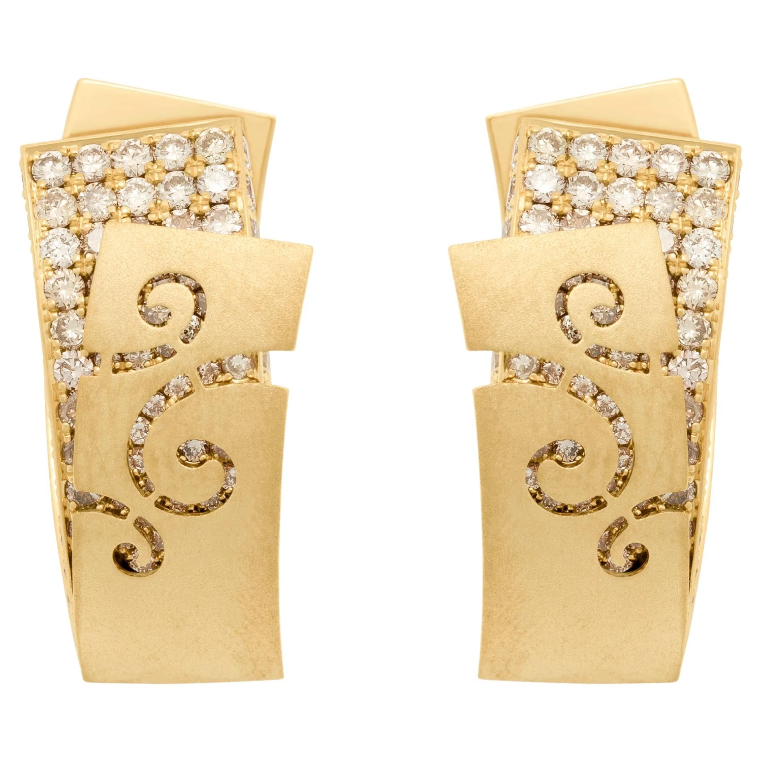 Champagne Diamonds 18 Karat Yellow Gold Veil Earrings 3 Champagne Diamonds 18 Karat Yellow Gold Veil Earrings