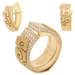 Champagne Diamonds 18 Karat Yellow Gold Veil Suite