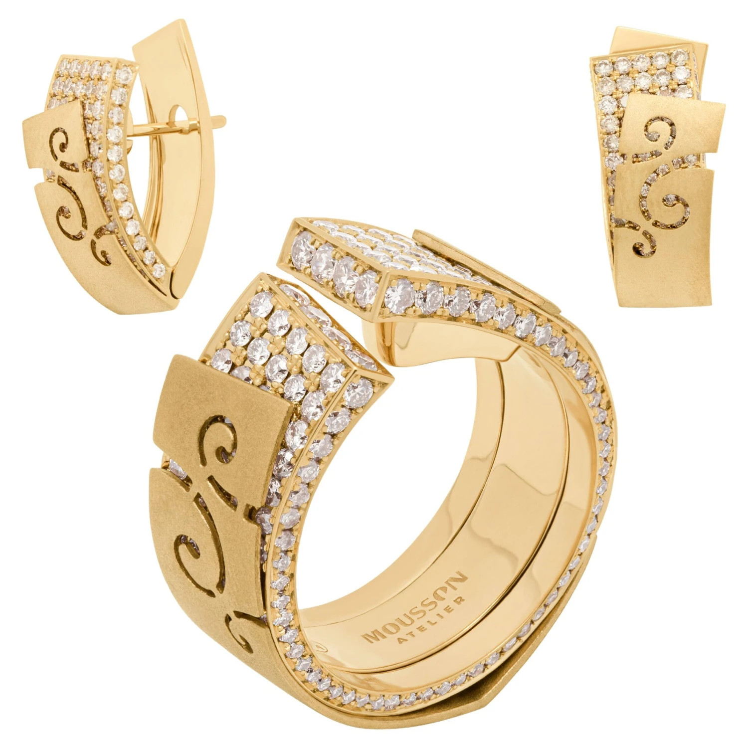 Champagne Diamonds 18 Karat Yellow Gold Veil Suite 3 Champagne Diamonds 18 Karat Yellow Gold Veil Suite