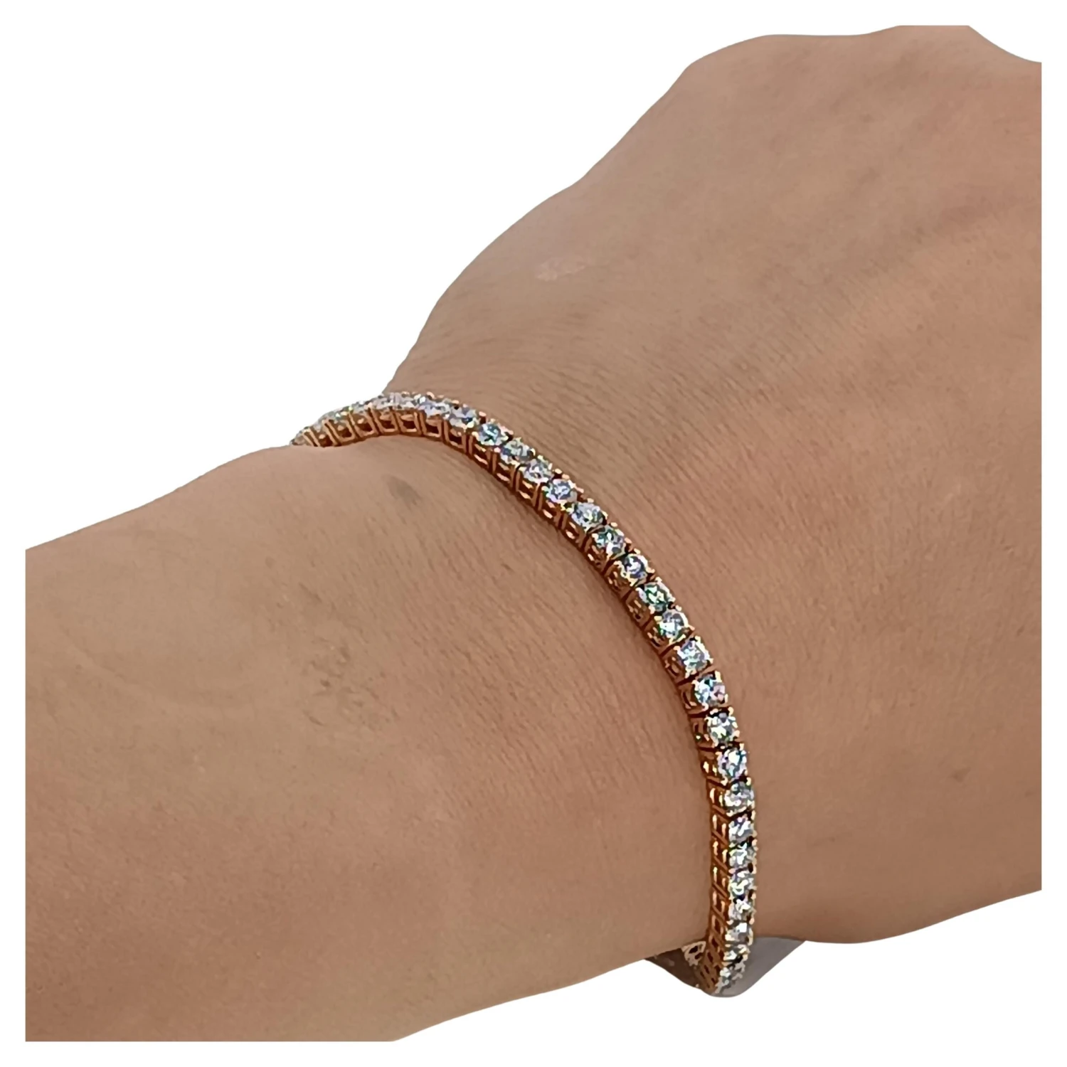 5.71 Carat VS G Color Diamonds Total Stones 57 Rose Gold Tennis Bracelet 3 5.71 Carat VS G Color Diamonds Total Stones 57 Rose Gold Tennis Bracelet