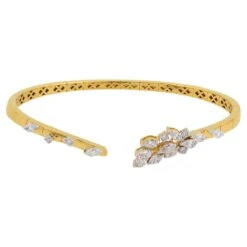 1.30 Carat Diamond Open Adjustable Bangle Bracelet 18 Karat Yellow Gold Jewelry