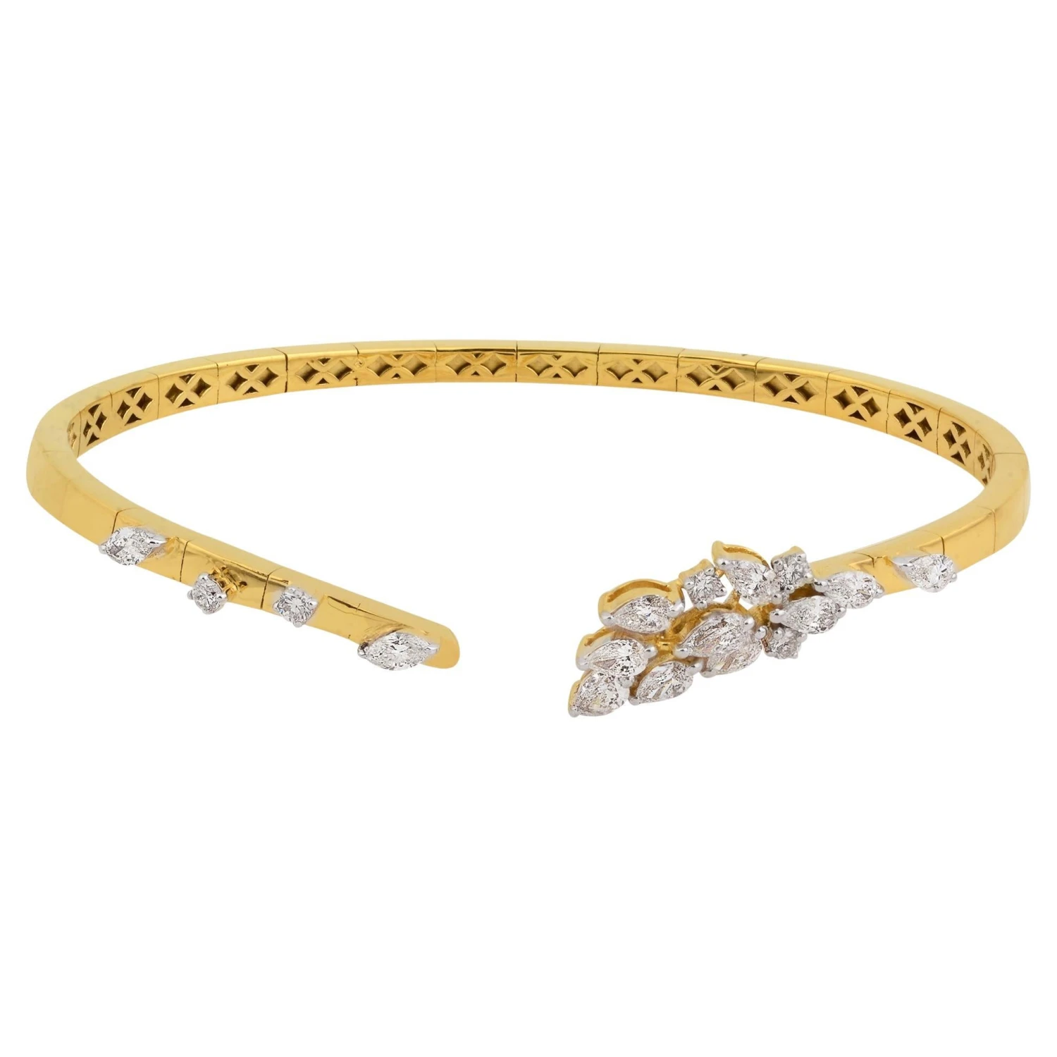 1.30 Carat Diamond Open Adjustable Bangle Bracelet 18 Karat Yellow Gold Jewelry 3 1.30 Carat Diamond Open Adjustable Bangle Bracelet 18 Karat Yellow Gold Jewelry