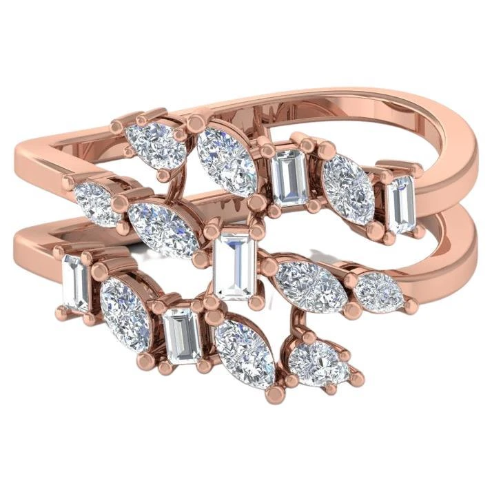 0.85ct, Marquise Pear Baguette Diamond Spiral Ring Solid 14k Rose Gold Jewelry 3 0.85ct, Marquise Pear Baguette Diamond Spiral Ring Solid 14k Rose Gold Jewelry