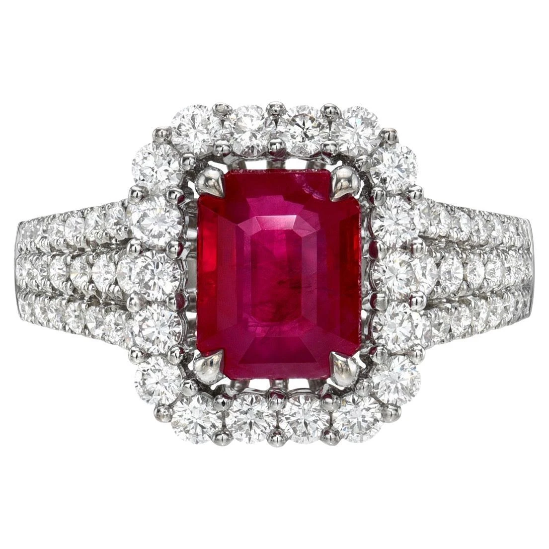 Ruby Ring 2.05 Carat Emerald Cut 3 Ruby Ring 2.05 Carat Emerald Cut