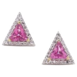 Unknown 18 Karat White And Yellow Gold Pair Of 2.04-Carat Triangle-Shaped Stud Earrings