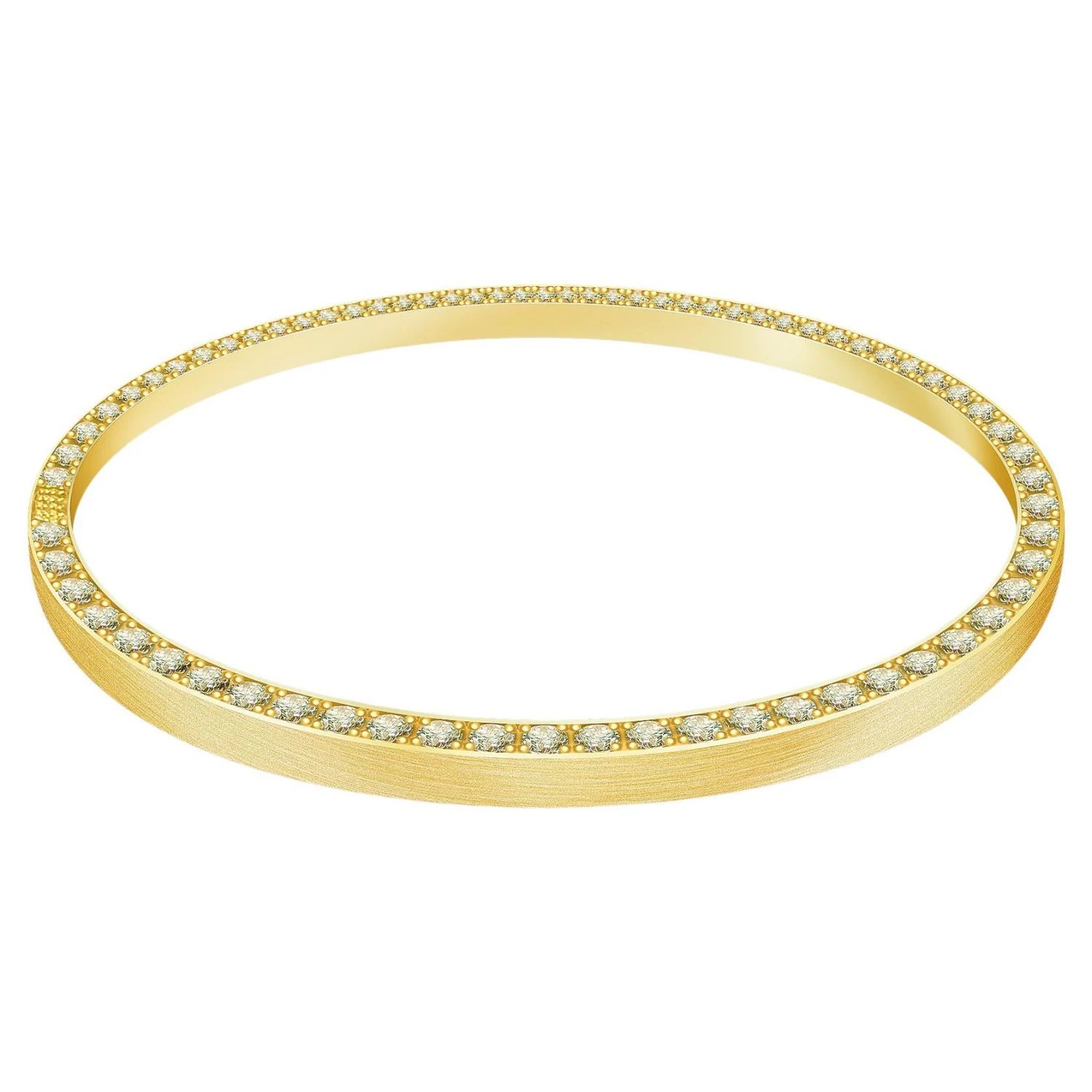 14 Carat Diamonds 18 Karat Matte Yellow Gold Plain Bangle "Art Deco" Collection 3 14 Carat Diamonds 18 Karat Matte Yellow Gold Plain Bangle "Art Deco" Collection