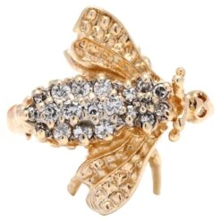 Unknown 0.25ctw Mini Diamond Bee Brooch, 14k Yellow Gold, Small Bee