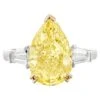 GIA Certified 4 Carat Pear Cut Fancy Yellow Diamond Solitaire Ring