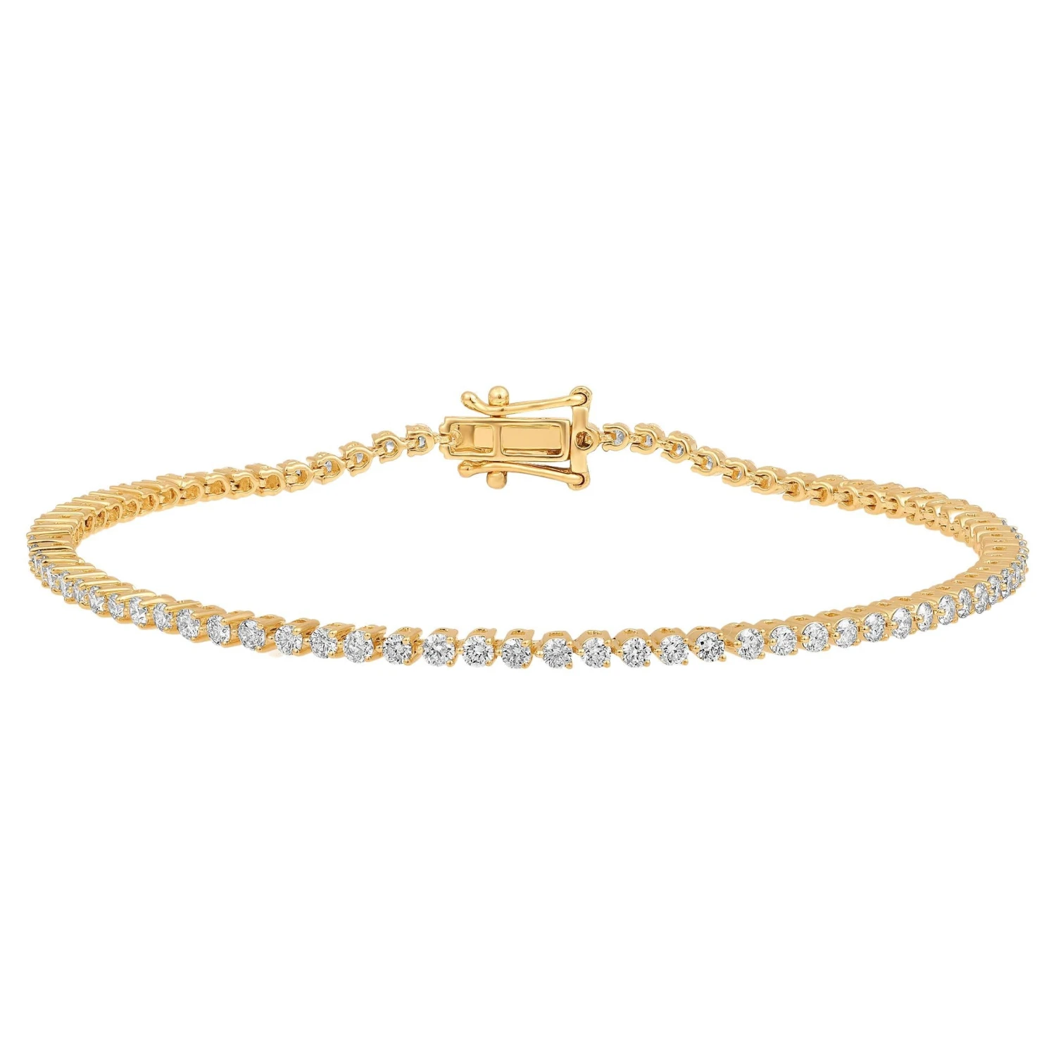 Certified 14k Gold 2 Carat Natural Diamond 3 Prong Tennis Wedding White Bracelet 3 Certified 14k Gold 2 Carat Natural Diamond 3 Prong Tennis Wedding White Bracelet