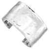 Curata Italian Solid 14k White Gold Hammered Cuff Bangle Bracelet
