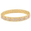 Marquise & Round Diamond Bangle Bracelet 18 Karat Yellow Gold Handmade Jewelry