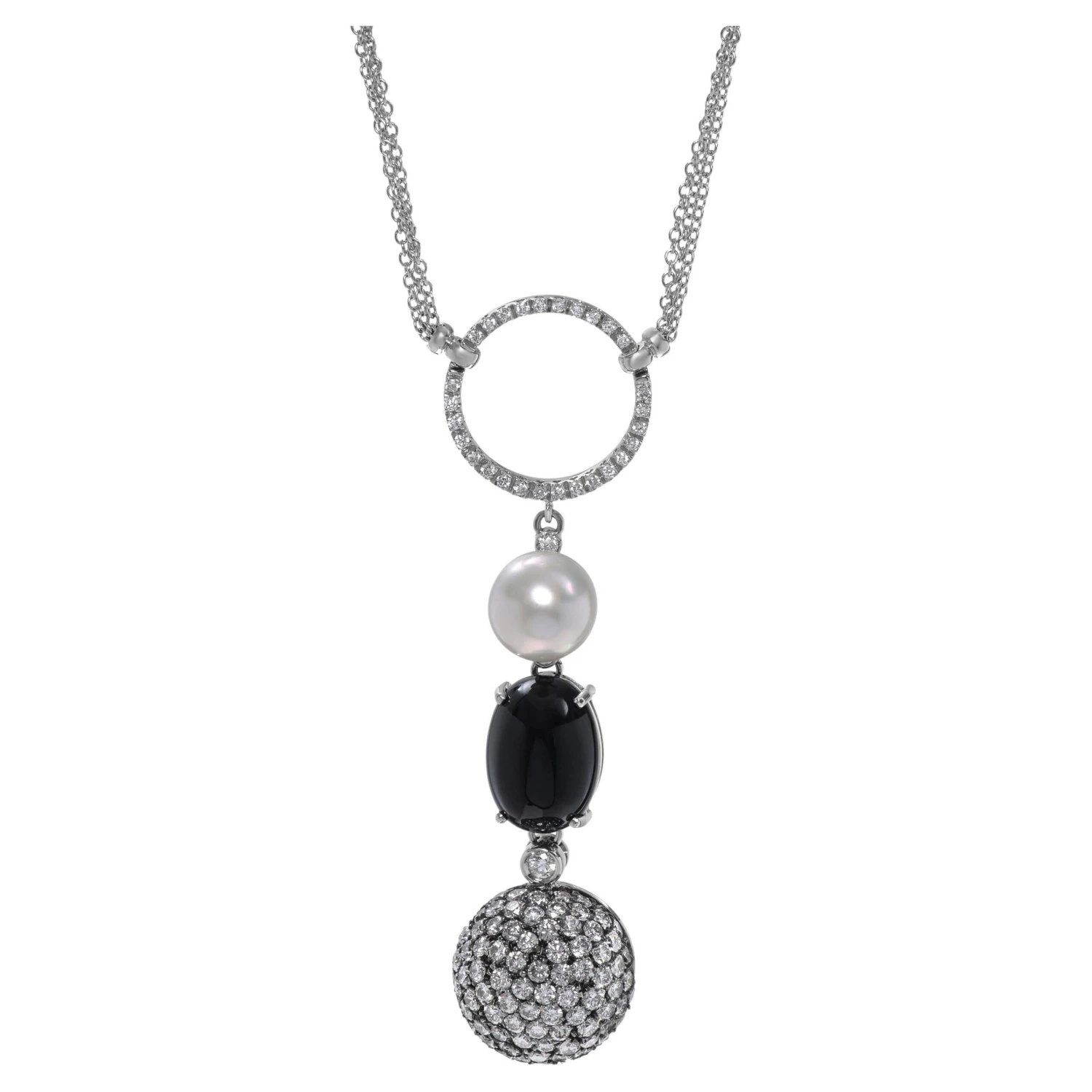 Piero Milano 18k White Gold Diamond And Pearl Necklace 3 Piero Milano 18k White Gold Diamond And Pearl Necklace