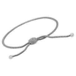 John Hardy Classic Chain S. Silver & Diamond Pull-Through Bracelet