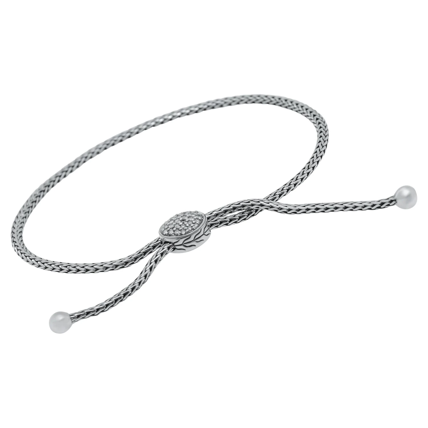 John Hardy Classic Chain S. Silver & Diamond Pull-Through Bracelet 3 John Hardy Classic Chain S. Silver & Diamond Pull-Through Bracelet