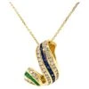 Charles Krypell Diamond Emerald Sapphire Swirl 18k Yellow Gold Pendant -Mode Bijouterie Magasin j 19330712 1684419613191 bg processed