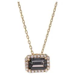 Suzanne Kalan 14k Yellow Gold, Black Night Quartz & Diamond Pendant Necklace