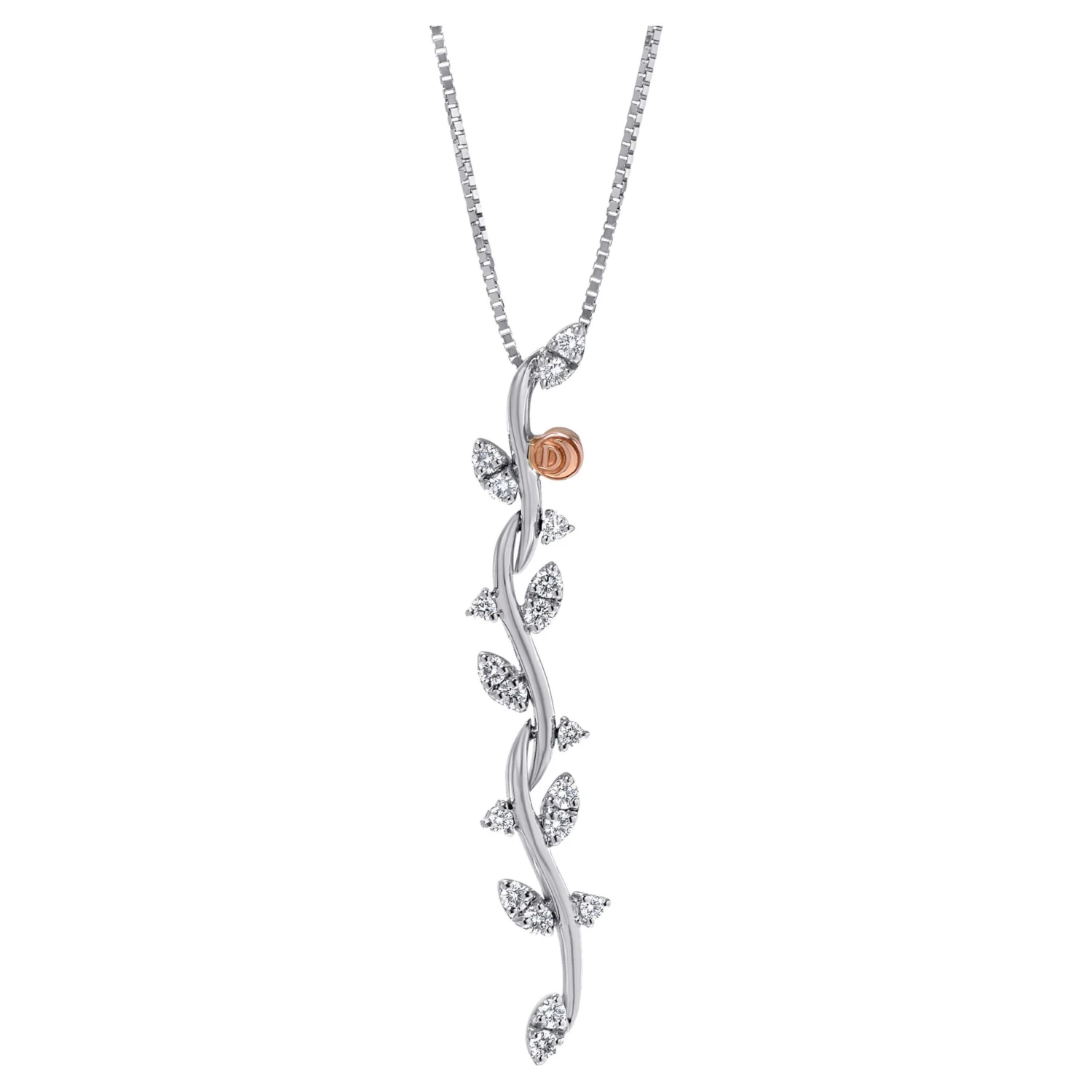 Damiani 18k White & Rose Gold, White Diamond Bar Necklace 3 Damiani 18k White & Rose Gold, White Diamond Bar Necklace