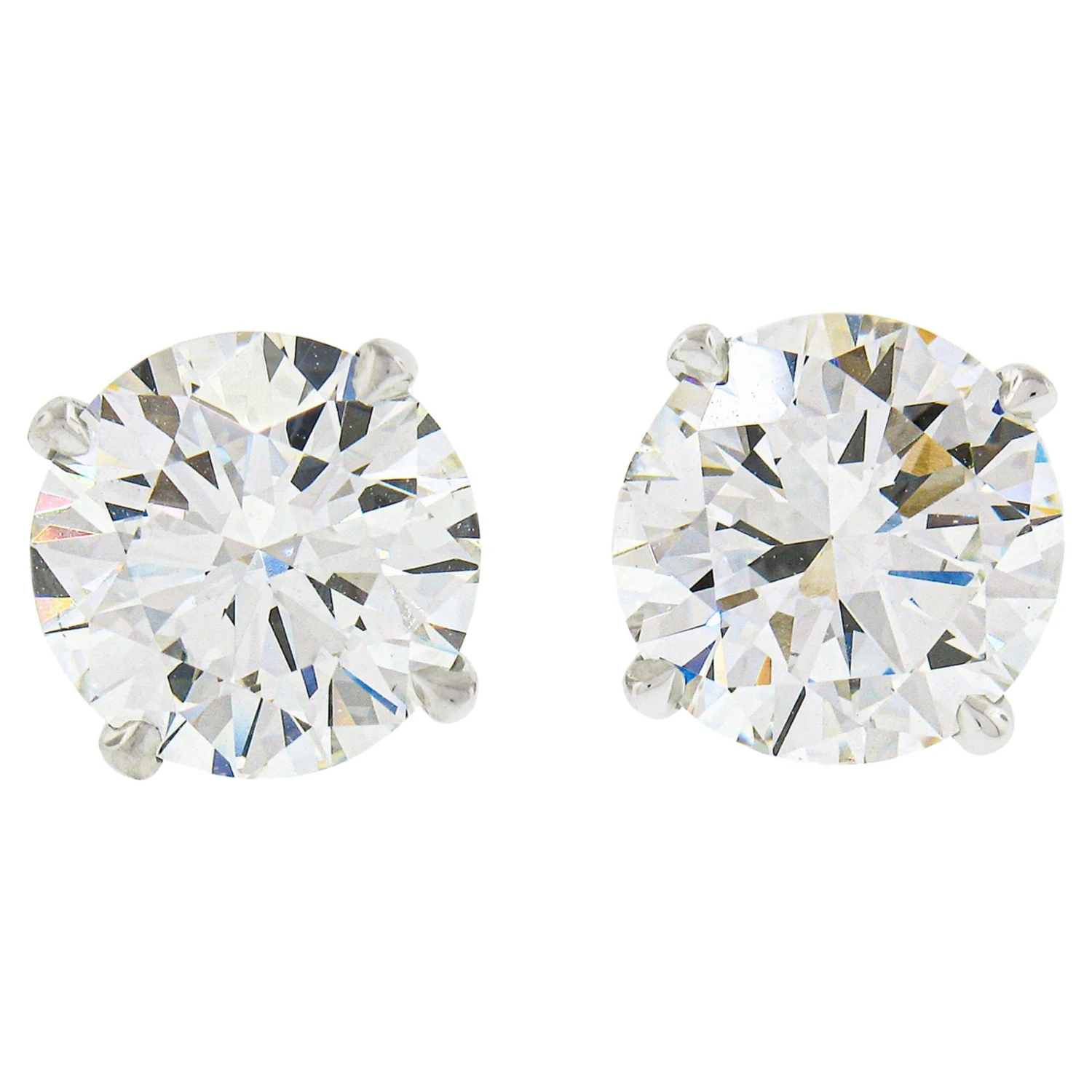 NEW Platinum 3.06ctw GIA Round Brilliant Diamond Martini 4 Prong Stud Earrings 3 NEW Platinum 3.06ctw GIA Round Brilliant Diamond Martini 4 Prong Stud Earrings