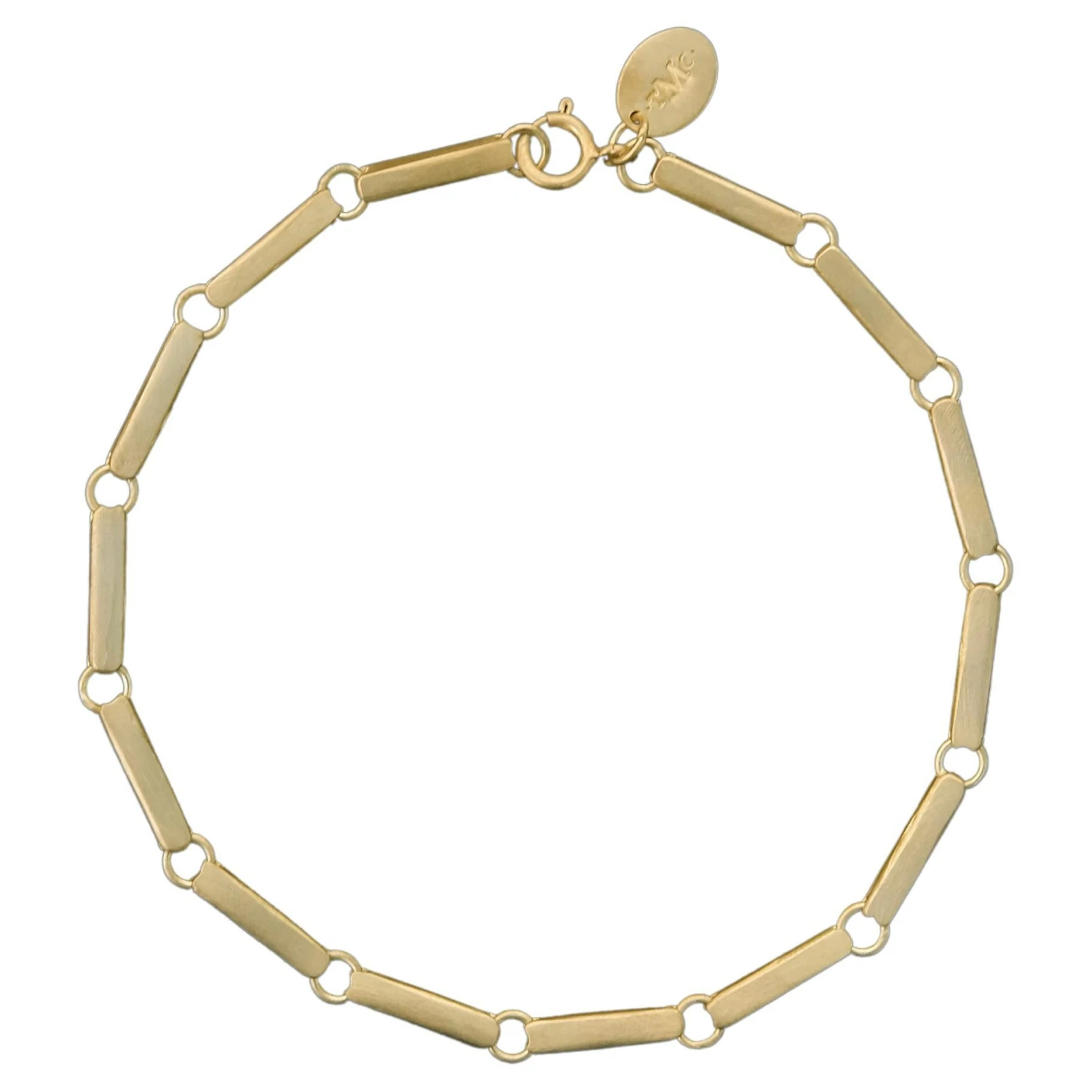 Tiana Marie Combes Yellow Gold Solid Rectangular Bar Link Chain Bracelet 3 Tiana Marie Combes Yellow Gold Solid Rectangular Bar Link Chain Bracelet