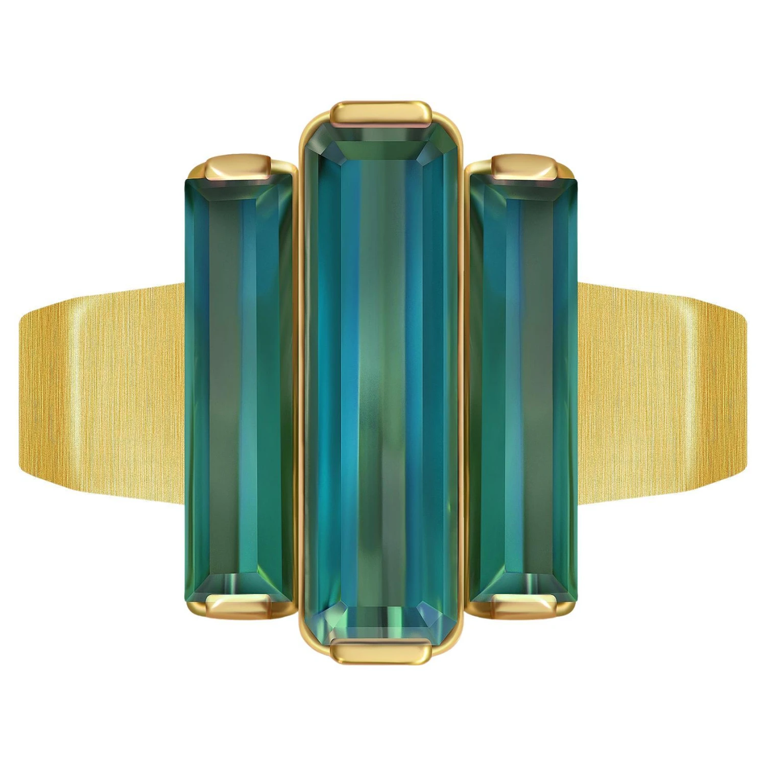 3.15 Carat Natural Brazilian Tourmaline Indigolite 18 Karat Yellow Gold Ring 3 3.15 Carat Natural Brazilian Tourmaline Indigolite 18 Karat Yellow Gold Ring