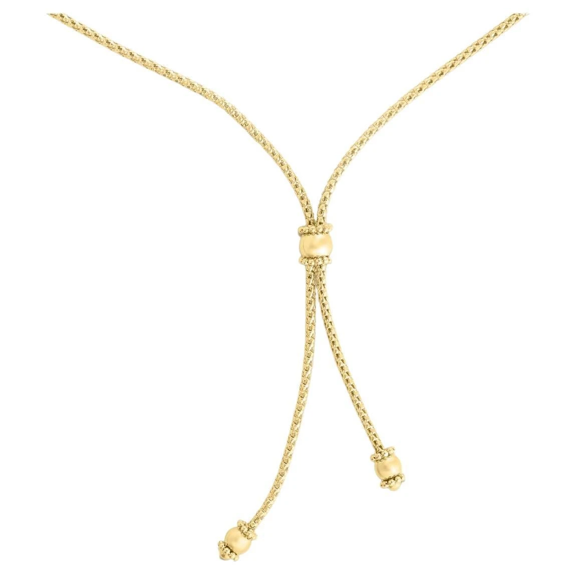 Alberto 14k Yellow Gold Structured Lariat Bead Necklace 3 Alberto 14k Yellow Gold Structured Lariat Bead Necklace