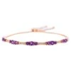 Ladies Levian 14k Rose Gold Amethyst Diamond Cocktail Bolo Tennis Bracelet