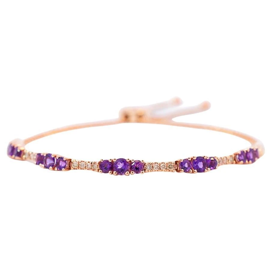 Ladies Levian 14k Rose Gold Amethyst Diamond Cocktail Bolo Tennis Bracelet 3 Ladies Levian 14k Rose Gold Amethyst Diamond Cocktail Bolo Tennis Bracelet