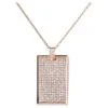 Large Pave Diamond Tag Necklace In 18k Pink Gold