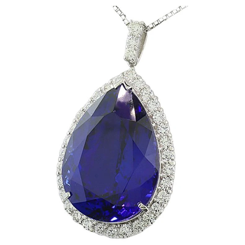 38.31 Carat Tanzanite AAAA Quality 1.67 Carat Diamonds Pendant 950-Platinum 4 38.31 Carat Tanzanite AAAA Quality 1.67 Carat Diamonds Pendant 950-Platinum – Image 2