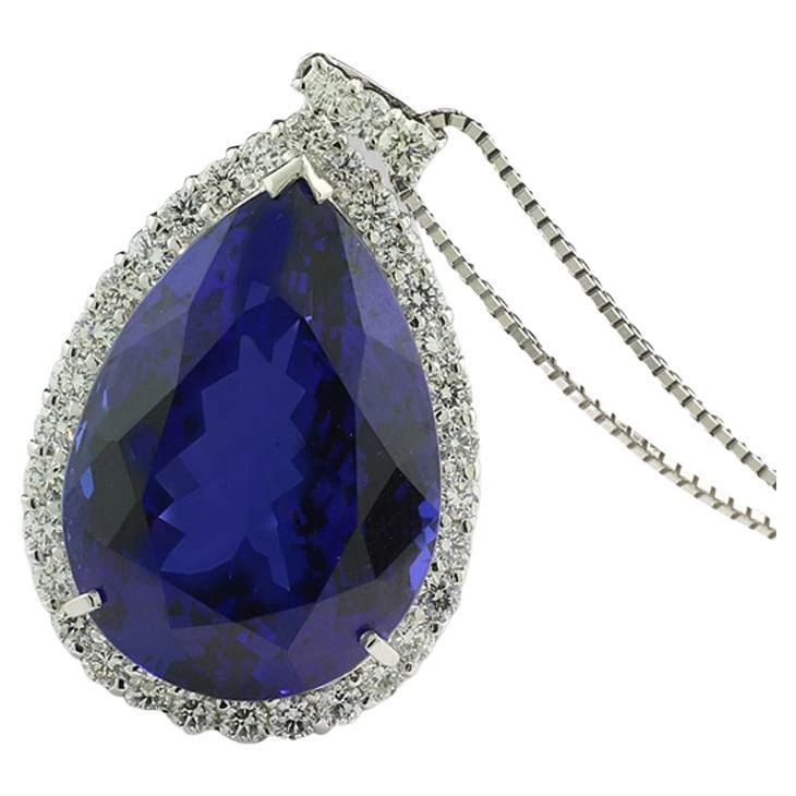 38.31 Carat Tanzanite AAAA Quality 1.67 Carat Diamonds Pendant 950-Platinum 3 38.31 Carat Tanzanite AAAA Quality 1.67 Carat Diamonds Pendant 950-Platinum