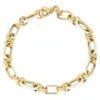 Alberto Round Oval Mixed Link White Enamel Bracelet 14k Yellow Gold
