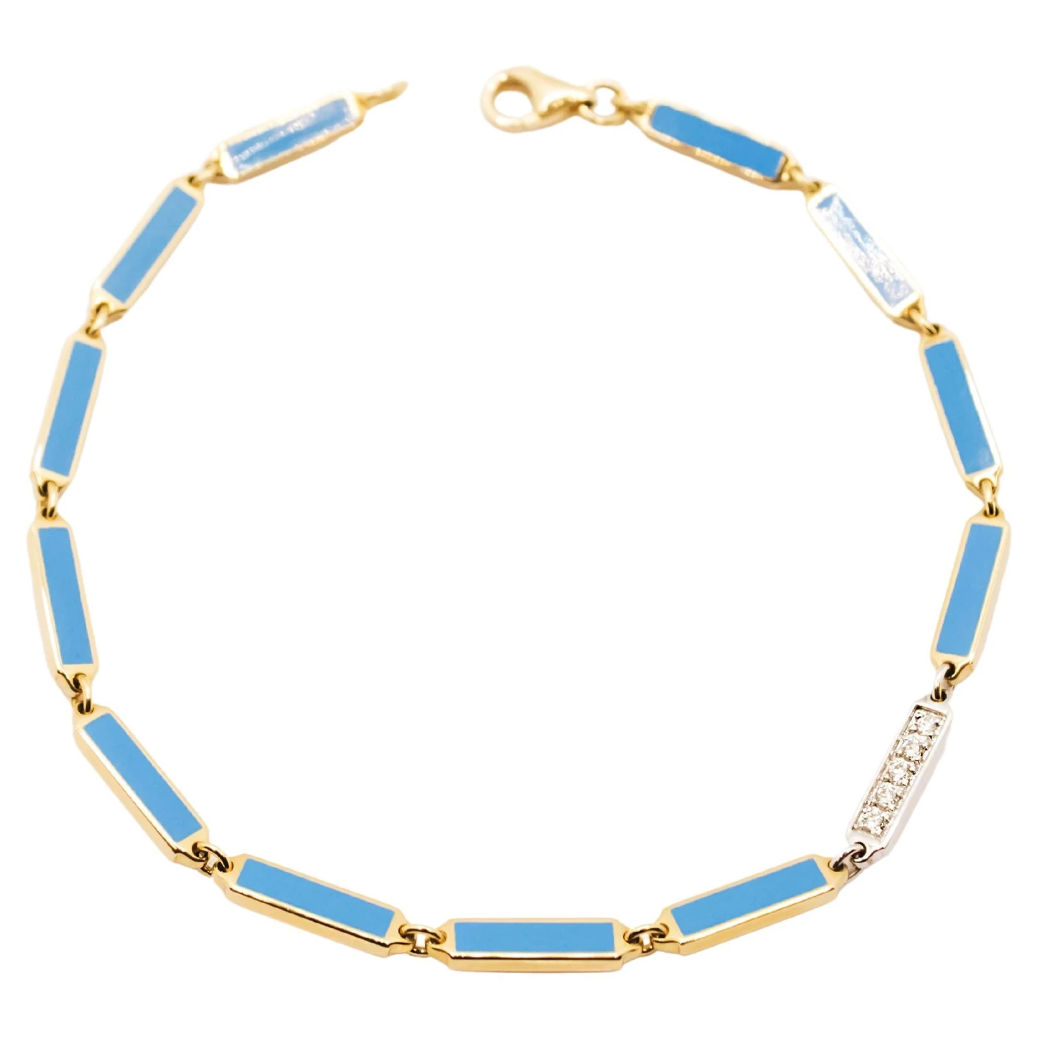 Unknown 18 Kt Yellow Gold Enamel And Diamond Bracelet 3 Unknown 18 Kt Yellow Gold Enamel And Diamond Bracelet