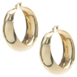 Unknown 14 Karat Yellow Gold Wide Hoop Earrings