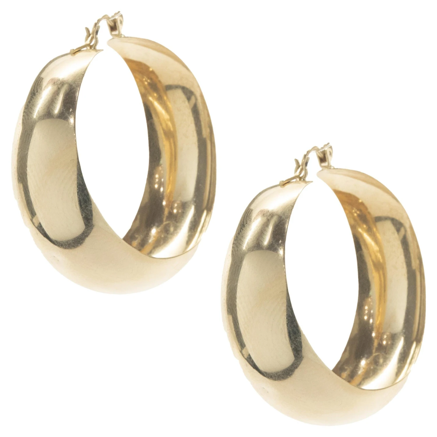Unknown 14 Karat Yellow Gold Wide Hoop Earrings 3 Unknown 14 Karat Yellow Gold Wide Hoop Earrings