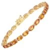 Unknown Natural Orange Sapphire And Diamond Tennis Bracelet 13.50 Carats 14k Yellow Gold
