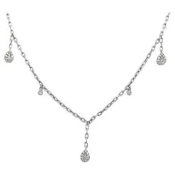 Diamond Cable Necklace 1.00 Carat In 18k White Gold