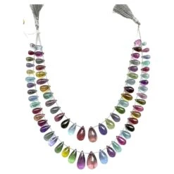 Unknown Important Pastel Colors Tourmaline Smooth Drops Strand Natural Gemstone Beads