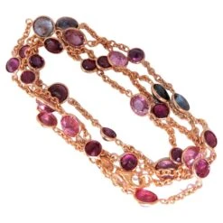 Unknown 16 Carat Natural Ruby Sapphire Yard Necklace 14 Karat Gold