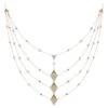 Diamond And Green Tourmaline Multi-Strand Fashion Triangle Necklace In 18kt Gold