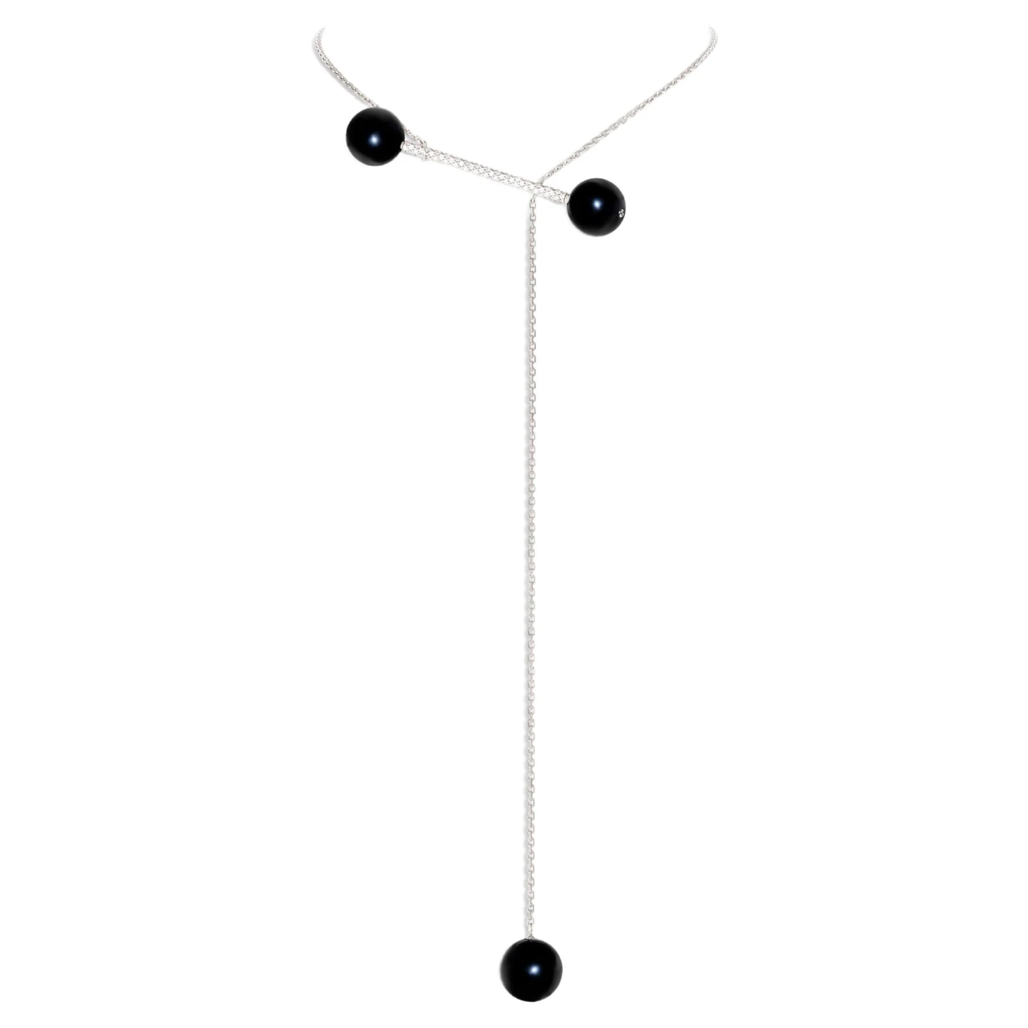 BLACK JADE Diamonds White Gold Necklace 3 BLACK JADE Diamonds White Gold Necklace