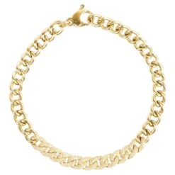Alberto 14k Yellow Gold Diamond Cuban Link Bracelet