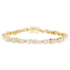 Alberto 14k Yellow Gold Baguette Diamond Bracelet