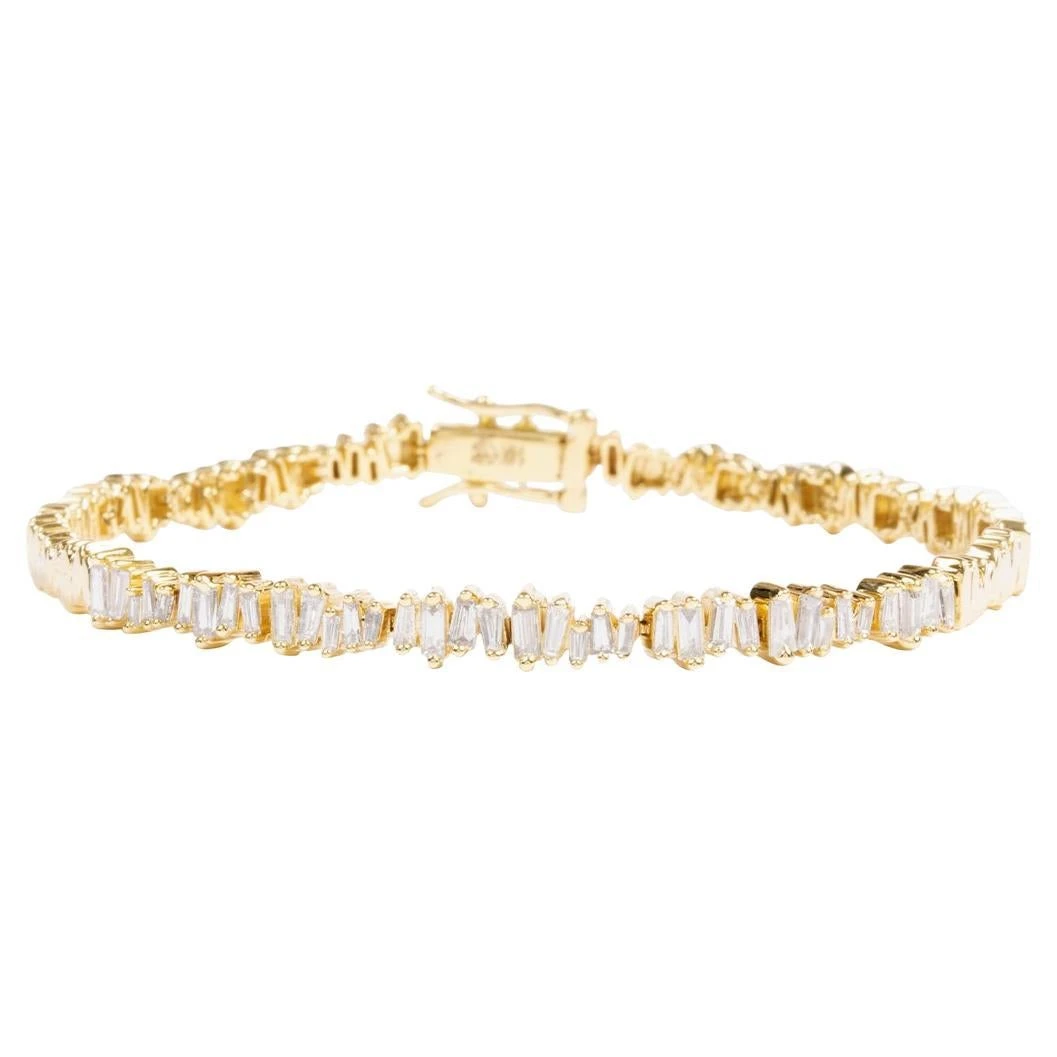 Alberto 14k Yellow Gold Baguette Diamond Bracelet 3 Alberto 14k Yellow Gold Baguette Diamond Bracelet