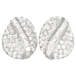 Unknown 10.50Carat Brilliant-Cut And Baguette Cut Diamond Earrings, Platinum, Circa 1980