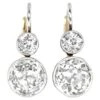 Unknown 2.35 Carat Old Euro Cut Diamond Earrings, 18k Yellow Gold, Platinum