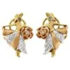 Round Brilliant Cut Diamonds Girl Earrings In 18k Two Tone Gold